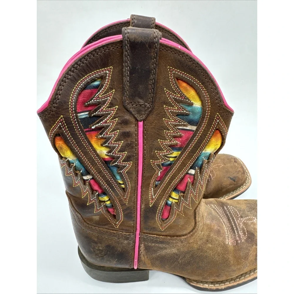 Ariat Kids Western Boot Distressed Brown Serape Youth Size 12